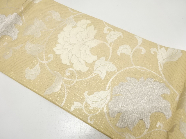 JAPANESE KIMONO / ANTIQUE FUKURO OBI FOR SUMMER / SILK / WOVEN CHINESE FLOWERS